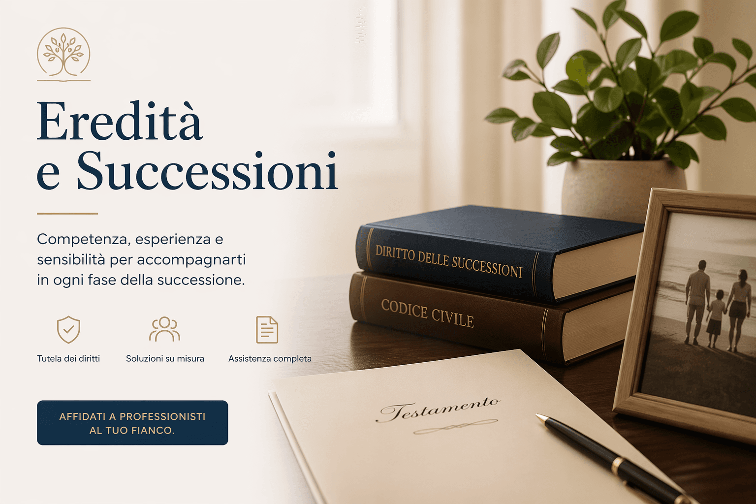 Dettaglio editoriale di studio legale con testamento e codici
