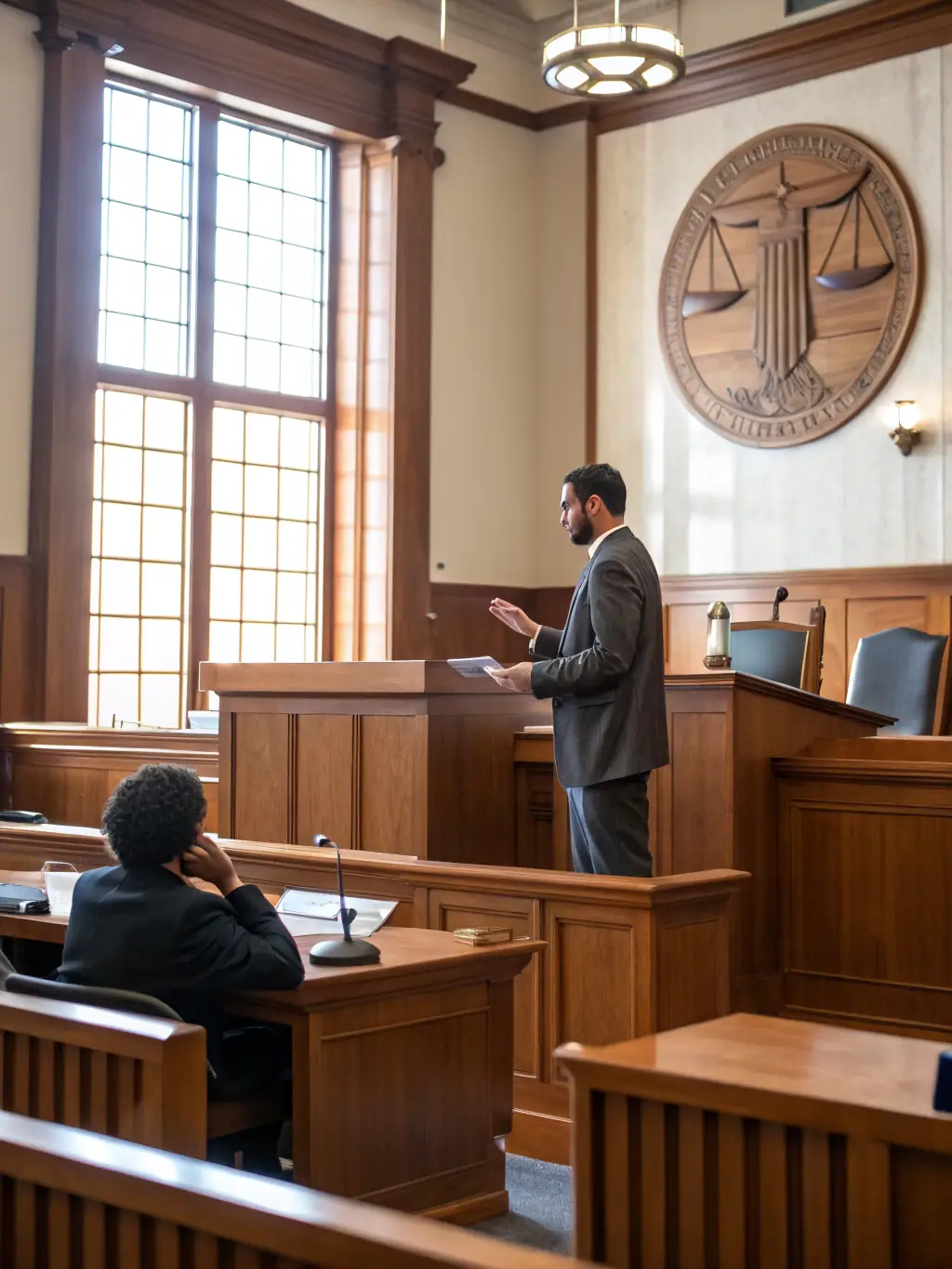 A courtroom scene depicting lawyers arguing a case related to inheritance disputes, emphasizing the firm's litigation capabilities in resolving complex inheritance matters.